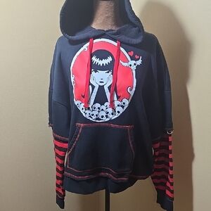 Stylish Black and Red Graphic Hoodie